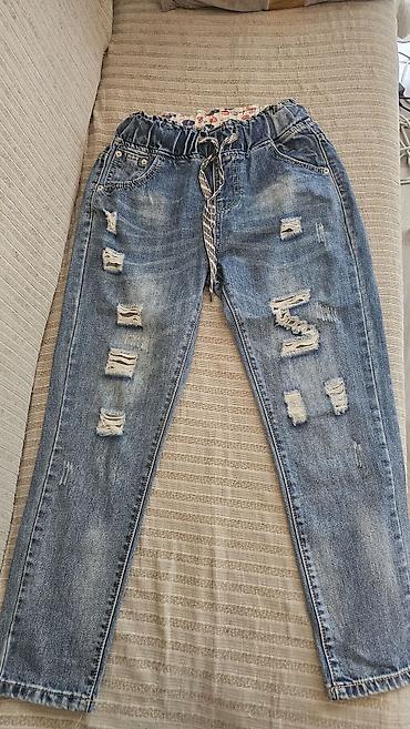 parça şalvar: Yırtıq detallı cins şalvar S razmer - Rəng: klassik mavi denim — 1