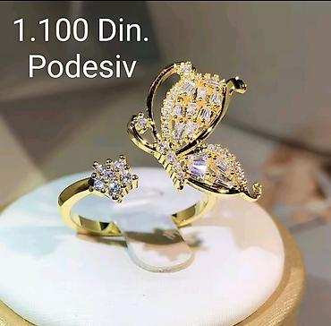 prsten swarovski cena: Pozlaćeni prsten od hirurskog čelika, sa leptirićem – podesiv model - — 3