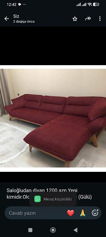 Saloğludan divan 1200 azn.Yeni kimidir.Olcusu 3/2.Unvan ecemi (Gülü)