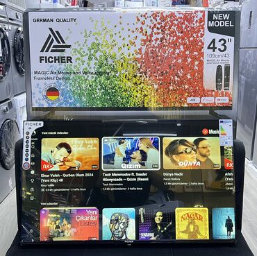 resmi 9 t: Yeni Alman brendi Ficher🇩🇪 “43”inc 109 sm ekran🖥️ Smart wi fi 🛜