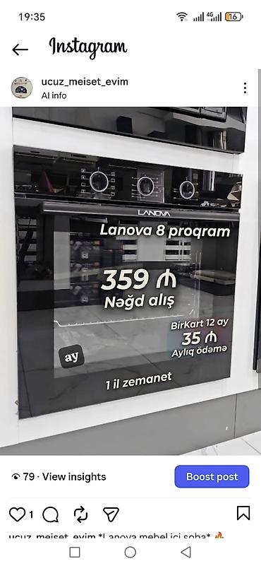 Duxovkalar: Duxovka Lanova, Elektrik, rəng - Qara, Quraşdırılan, Yeni — 1