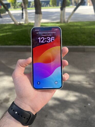 Apple iPhone: IPhone 13, 128 GB, Starlight, Simsiz şarj, Face ID, Sənədlərlə