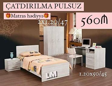 Uşaq/yeniyetmə otağı üçün tam mebel dəsti Tərkibi: - Tək nəfərlik