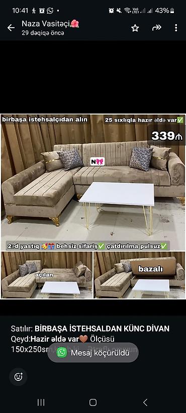 divan satilir: Угловой диван, Для гостиной, С подъемным механизмом, Раскладной — 3
