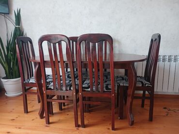 стол из массива дуба: Qonaq otağı üçün, Açılmayan, Oval masa, 6 stul