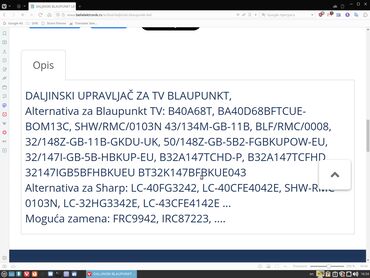 Aksesoari za TV i video: "Blaupunkt' originalni daljinski upravljac,prodajem, za vise modela — 10