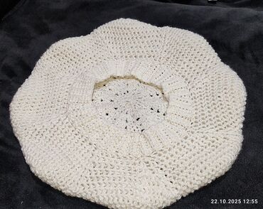 Шапки: Шапка, Беретка, Хлопок, Осень-весна, Вязаная модель — 8