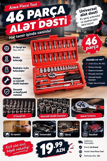 tafta parça: Aiwa Piece Tool – 46 parça universal alət dəsti Məzmun və — 1