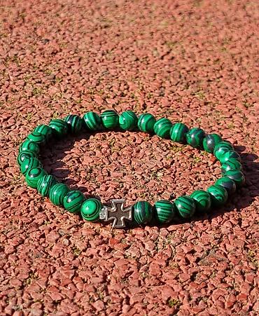 Narukvice: Kalist kamene brojanice od malahita, ručno rađene sa blagoslovom SPC — 9