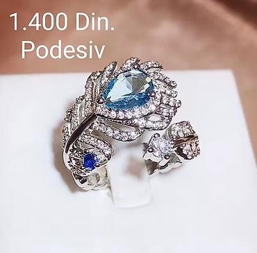 Elegantni posrebreni podesivi prsten od hirurskog čelika sa žigom