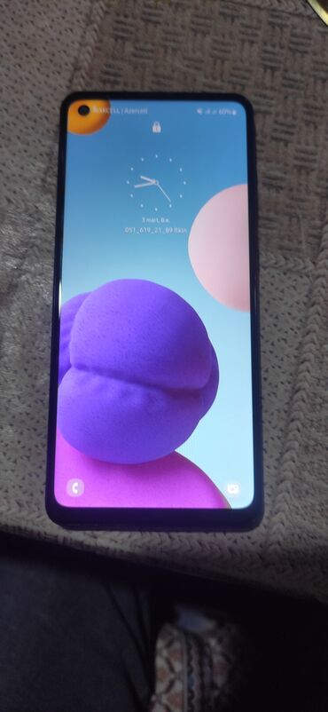 samsung telefon ucuz: Samsung Galaxy A21S, 64 GB, rəng - Göy, Sensor, Barmaq izi, İki sim kartlı