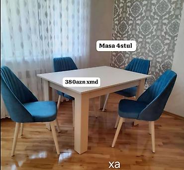 jysk mebel: Masa və 4 stul dəsti - Dəst: 1 ədəd yemək masası + 4 ədəd stul - — 1