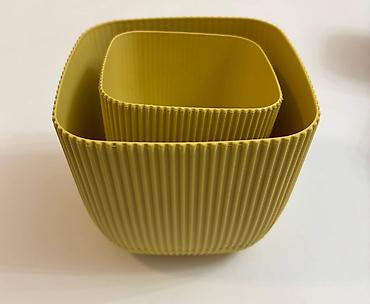 Bitkilər üçün dibçəklər: Relyefli dekorativ dibçək/qab dəsti - Material: yüngül, davamlı — 3