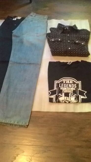 Ostala muška odeća: Paket odeće za samo 5 evra orprilike m veličina. nove crne pantalone — 8