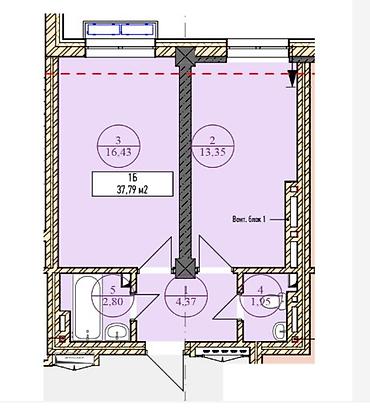 building: 1 комната, 37 м², Асанбай мкр Элитка, 13 этаж, ПСО (под самоотделку) — 2