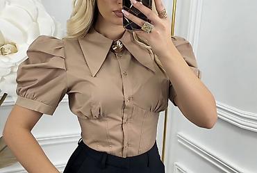 blondi: Elegantna ženska košulja sa kratkim rukavima i puf detaljima 2200 din — 3