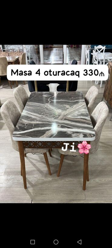 Uşaq və gənc otağı üçün dəstlər: Qonaq otağı üçün, Açılmayan, Dördbucaq masa, 4 stul