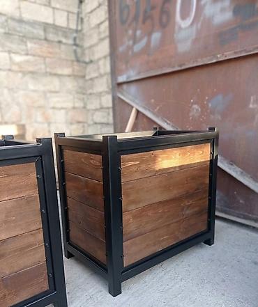 pustə agaci satilir: Metal karkaslı taxta dekorativ gülbəçə/qutu - Material: qalın divarlı — 1