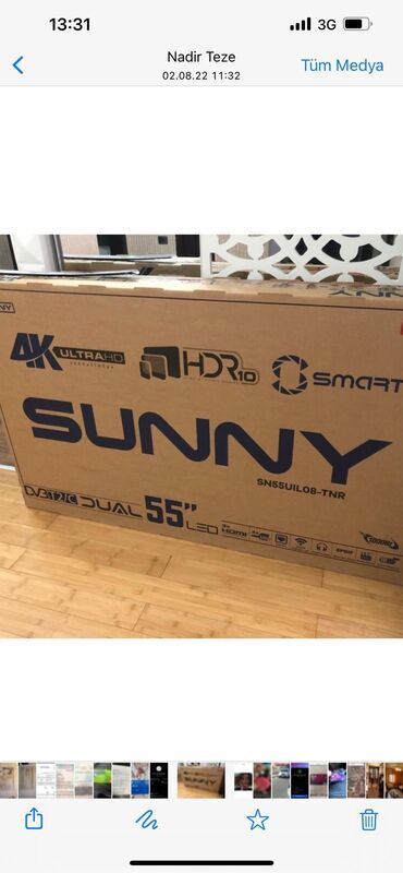 televizor sunny: Yeni Televizor Sunny 55" 4K (3840x2160), Ünvandan götürmə, Ödənişli çatdırılma