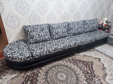 диван расклад: Прямой диван, цвет - Серый, Б/у