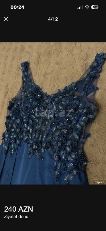 Ziyafət donları: Ziyafət donu – 240 AZN - Rəng: mavi - Model: uzun, A-kesim ətəkli — 4