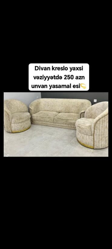dekorativ əşyalar: Divan kreslo yaxsi vəziyyətdə 250 azn unvan yasamal esi💫 (yalnız vap