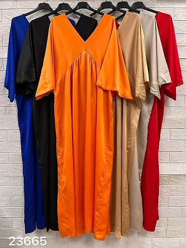 baletanke devojcice: Duga satenska haljina sa V‑izrezom i širokim kimono rukavima - Model — 2