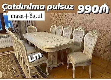 Qonaq otağı üçün, Yeni, Açılmayan, Dördbucaq masa, 6 stul
