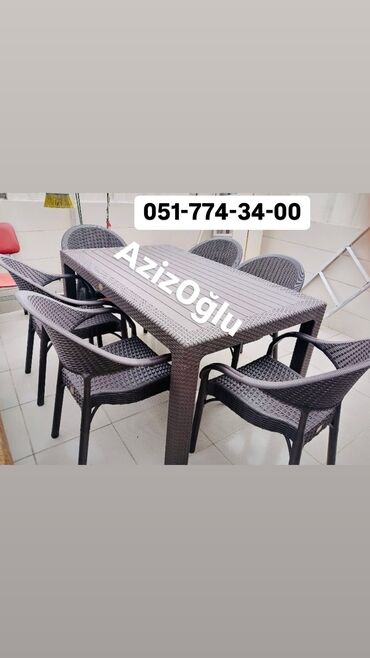 dest mebel: 🔴Bağ, Ev, Teras, Balkon, Restoran, Kafe Üçün Masa ve 6 Eded Oturacaq