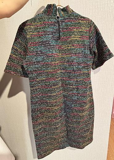 Личные вещи: Qısaqollu toxuma geyim – mini don/tunik - Rəng: çoxrəngli melanj — 2