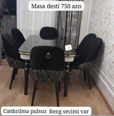 Masa və oturacaq dəstləri: Qonaq otağı üçün, Yeni, Açılan, Kvadrat masa, 6 stul