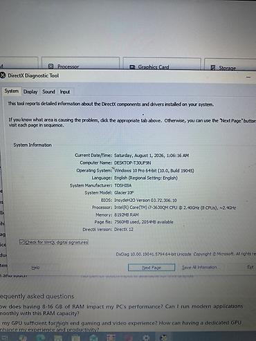 lenovo core i7: Toshiba noutbuk - Ekran: 15.6" - Prosessor: Intel Core i7-3630QM — 5