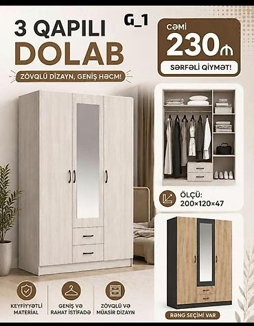 şfanerler: *3 qapılı dolab 230Azn💥* ✔️ Rəng seçimi var ✔️ Matireal Rusiya — 1
