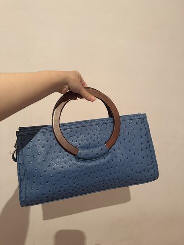 синяя замшевая сумка: Винтажная сумочка