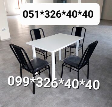 Masa və oturacaq dəstləri: Qonaq otağı üçün, Yeni, Dördbucaq masa, 4 stul — 13