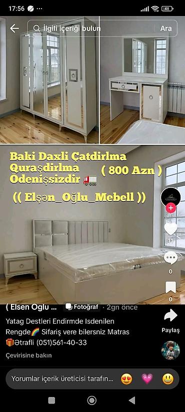 Yataq otağı mebel dəstləri Tərkibi: - 3 qapılı (ortası güzgülü) şkaf at lalafo.az — 3 Yataq otağı mebel dəstləri Tərkibi: - 3 qapılı (ortası güzgülü) şkaf — 3