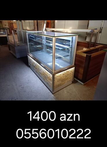 Soyuducu vitrinləri: - Şüşə vitrin soyuducu (daşüstü dekorativ işıqlı, çoxrətli rəflər, LED — 10
