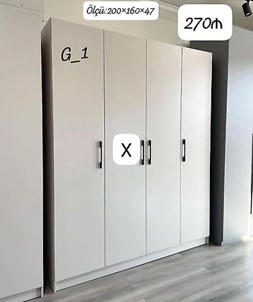 Dolablar: Dörd qapılı geyim dolabı – model G_1 - Ölçü: 200×160×47 sm - Rəng — 1