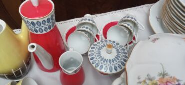 kakos murebbesi resepti: Qəhvə dəsti, rəng - Qırmızı, Farfor, 6 nəfərlik