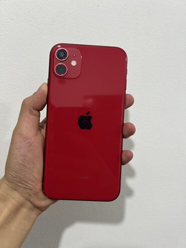 Apple iPhone: IPhone 11, Б/у, 128 ГБ, Красный, Защитное стекло, Чехол, 71 %
