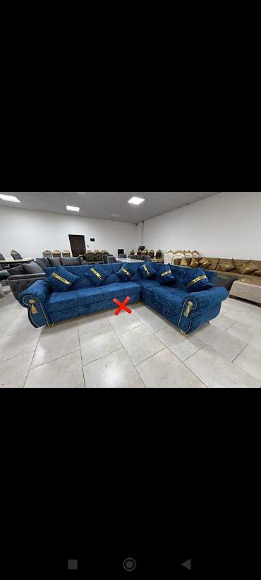 Divanlar: Məhsul: L‑şəkilli künc divan - Rəng: dərin mavi (kral tonunda) - — 1
