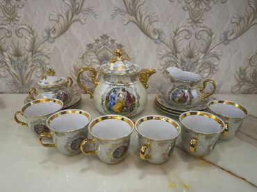 servizler: Çay dəsti, rəng - Ağ, Farfor