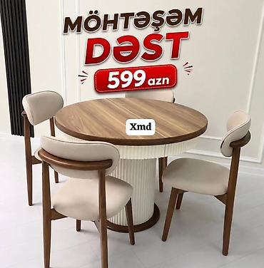 Mətbəx/Qonaq otağı üçün masa və 4 stuldan ibarət möhtəşəm dəst. -