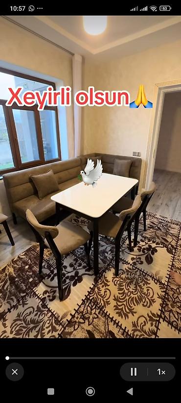Mətbəx üçün, Yeni, Açılmayan, Dördbucaq masa, 4 stul