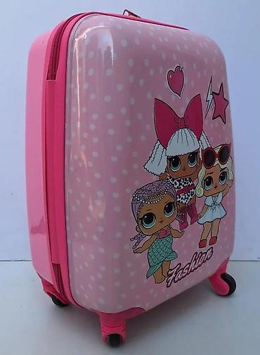 Rančevi, torbe i koferi: Dečji kofer na točkiće – ružičasti, sa motivima popularnih lutkica i — 10