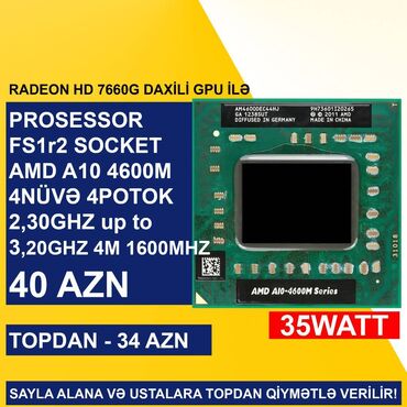 hard disk notebook 1tb: Prosessor AMD A10 Prosessor “LGA FS1r2 AMD A10-4600M”, 3-4 GHz, 4 nüvə, İşlənmiş
