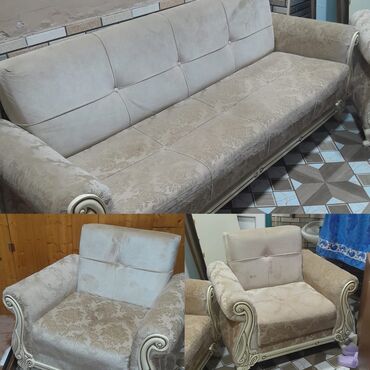 Yataq otağı dəstləri: İşlənmiş, Divan, 2 kreslo, Bazalı, Açılan