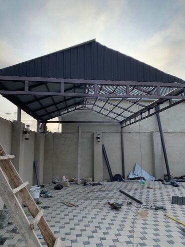 Naveslər, markizlər: Metal konstruksiyalı, yığılmış örtük. Həyətdə və ya bağda avtomobil — 4