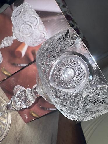 murebbeler: Kristal ayaqlı qend ve ya murebbe qabi (1 ədəd) - Material: şəffaf — 2