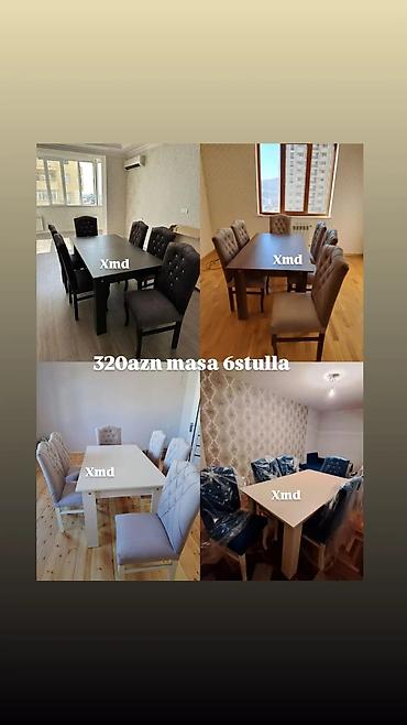 Yemək otağı üçün masa və 6 ədəd stul dəsti. - Komplekt: 1 masa + 6
